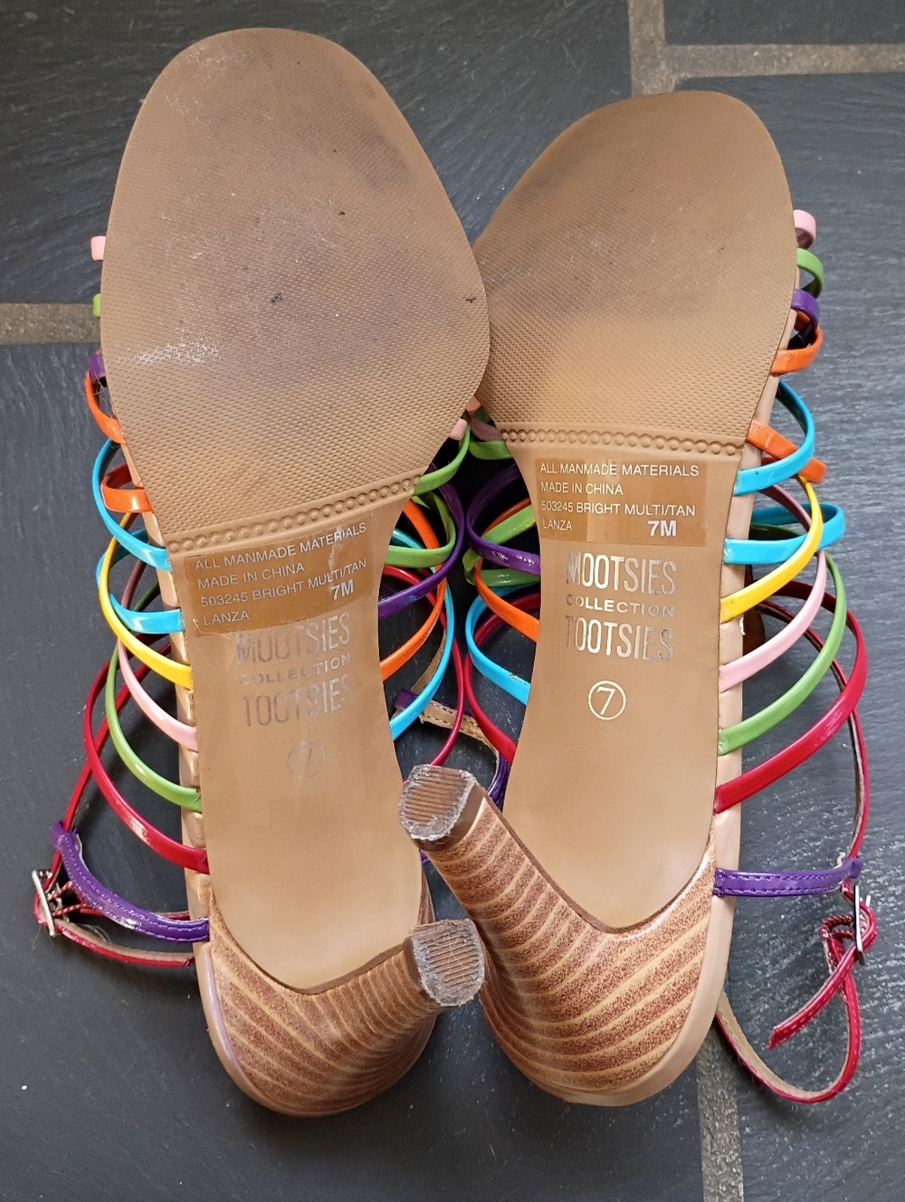 Mootsies Tootsies women’s sandal Rainbow Strappy Heeled dressy open toe sz 7 - Picture 7 of 8